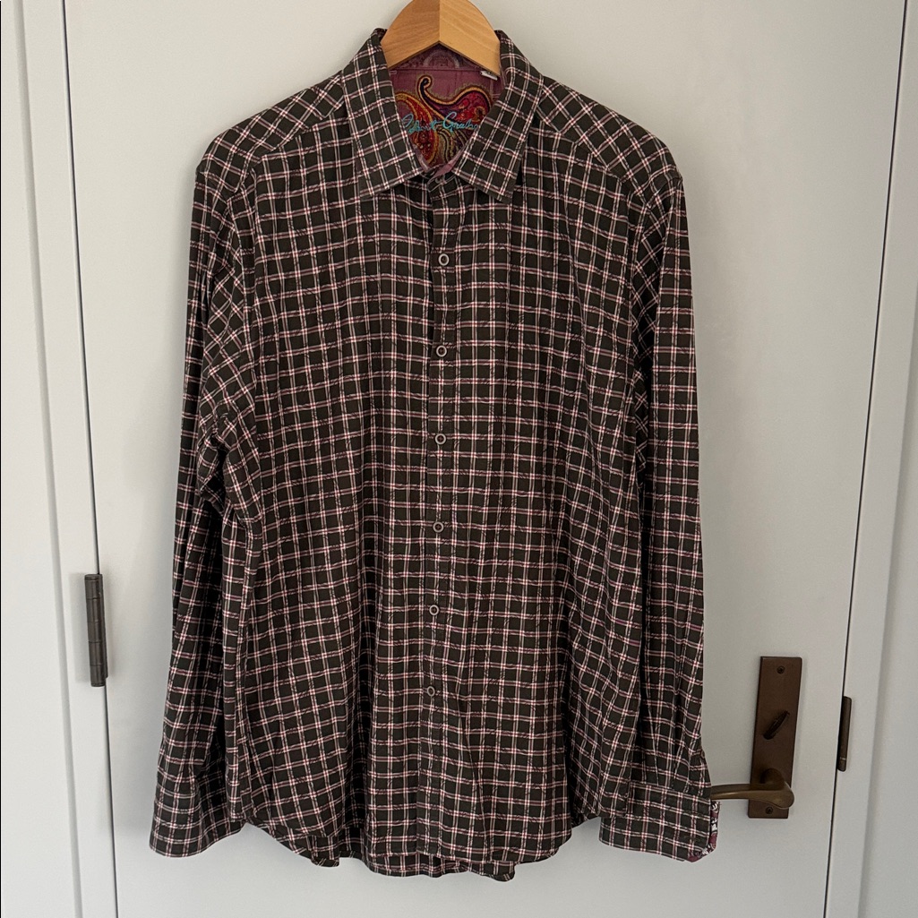 Robert Graham Classic Fit Olive Button Down Xl W/Accent Color Cuff/Collar